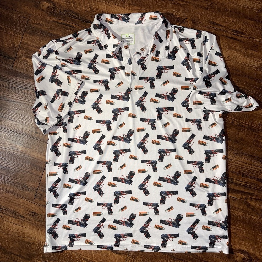 Obnoxious Golf 'The Gat' Americana Short Sleeve Polo Golf Shirt Men's XL